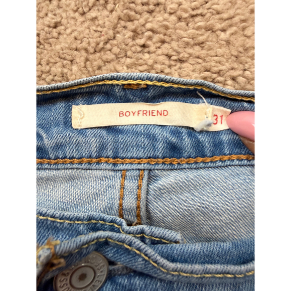 Women's Levi's Blue Distressed Boyfriend Jeans Sz 31 Minimalist 90s Inspired Y2K - Picture 15 of 16